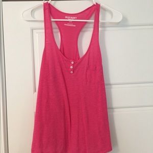 Pink Buttoned Razorback Tank Top